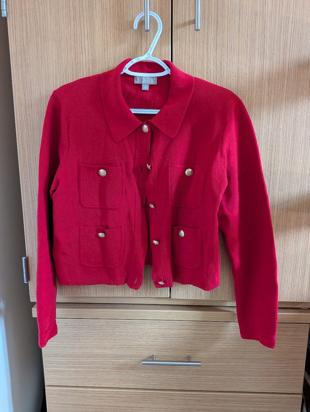 J. Crew Women's Red Patchpocket with Gold Buttons